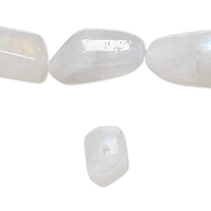Bead, rainbow moonstone (natural), medium to large tumbled nugget, Mohs hardness 6 to 6-1/2. Sold per 15-1/2&quot; to 16&quot; strand.