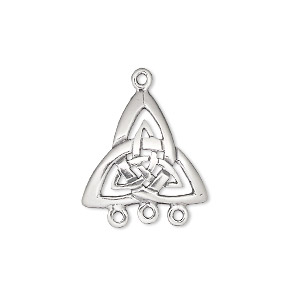 Drop, sterling silver, 19x19x19mm single-sided Celtic triangle knot, 3 loops. Sold individually.