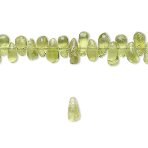 Bead, peridot (natural), 5x4mm-8x5mm hand-cut top-drilled teardrop, B- grade, Mohs hardness 6-1/2 to 7. Sold per 15-1/2&quot; to 16&quot; strand.