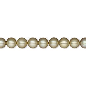 Pearl, cultured freshwater (dyed), khaki, 5-6mm semi-round, B- grade, Mohs hardness 2-1/2 to 4. Sold per 16-inch strand.
