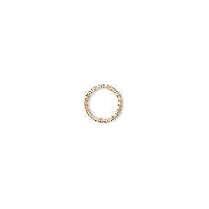 Jump ring, gold-plated brass, 8mm twisted round, 6.7mm inside diameter, 20 gauge. Sold per pkg of 100.