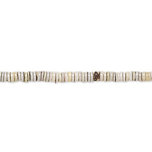 Bead, green shell (natural), 2-3mm hand-cut heishi, Mohs hardness 3-1/2. Sold per 24-inch strand.