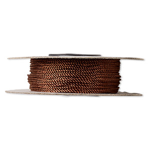 Cord, nylon, brown, 1mm twisted. Sold per 100-foot spool.
