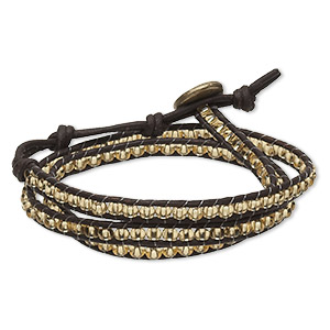 Wrap-around Brown Leather Adjustable Bracelet