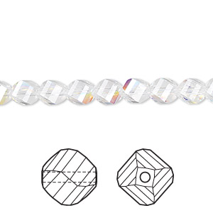 Bead, Crystal Passions&reg;, crystal AB, 6mm faceted helix (5020). Sold per pkg of 144 (1 gross).