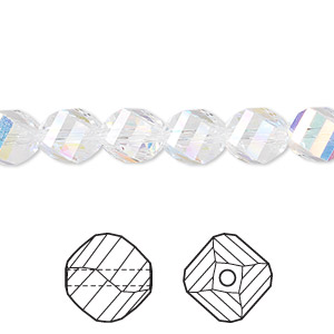 Bead, Crystal Passions&reg;, crystal AB, 8mm faceted helix (5020). Sold per pkg of 12.