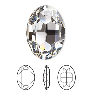 Embellishment, Crystal Passions&reg;, crystal clear, foil back, 30x22mm faceted oval fancy stone (4127). Sold individually.