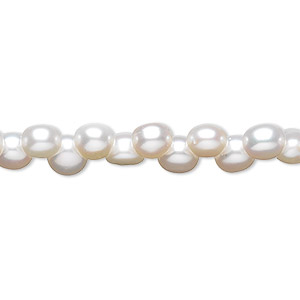 Pearl, cultured freshwater (bleached), white, 6-7mm top-drilled flat-sided round, B grade, Mohs hardness 2-1/2 to 4. Sold per 16-inch strand.