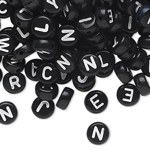 Double Sided Alphabet Letter Beads | 7mm White &Black Round | 7mm Black &  Gold Round | Acrylic Beads with Letters | ABC Letter Beads | A-Z Letter