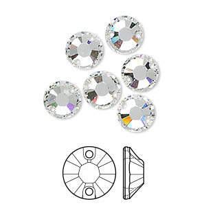 Associëren regenval ouder Sew-on component, Crystal Passions®, crystal clear, 8mm flat foil back  (3204). Sold per pkg of 6. - Fire Mountain Gems and Beads