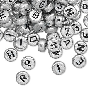 Bulk Beads 500 pieces Silver Cube Alphabet Beads plastic letter beads  personalized jewelry making supply - Fleamarket Muse