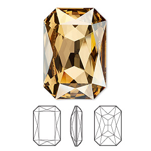 Embellishment, Crystal Passions&reg;, crystal golden shadow, foil back, 27x18.5mm faceted emerald-cut fancy stone (4627). Sold individually.