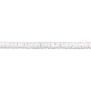 Bead, white litub shell (natural), 2-3mm hand-cut heishi, Mohs hardness 3-1/2. Sold per 24-inch strand.