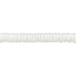 Bead, white litub shell (natural), 4-5mm hand-cut heishi, Mohs hardness 3-1/2. Sold per 24-inch strand.