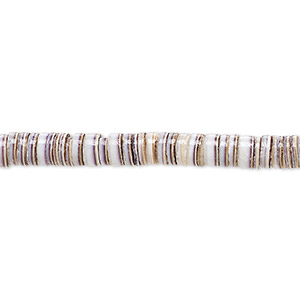Bead, tiger cowrie shell (natural), 4-5mm hand-cut heishi, Mohs hardness 3-1/2. Sold per 24-inch strand.
