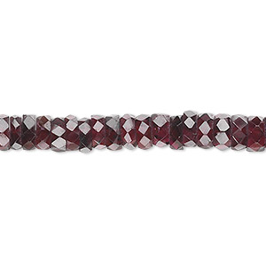 Bead, garnet (dyed), 5x2mm-6x3mm hand-cut faceted rondelle, B grade, Mohs hardness 7 to 7-1/2. Sold per 15-1/2&quot; to 16&quot; strand.