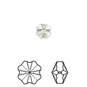 Bead, Crystal Passions&reg;, peridot, 8mm faceted clover (5752). Sold per pkg of 6.