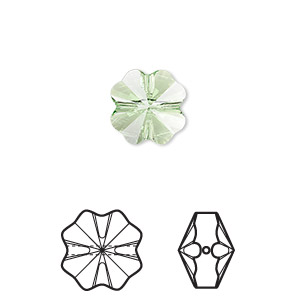 Bead, Crystal Passions&reg;, peridot, 12mm faceted clover (5752). Sold per pkg of 4.