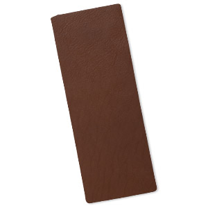 Design element, leather (dyed), brown, 9-1/4 x 3-1/2 inch double-sided rectangle. Sold individually.