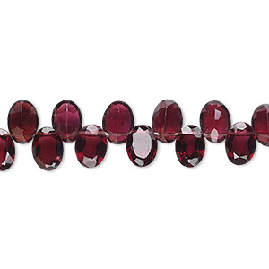Bead, garnet (dyed), 7x5mm hand-cut top-drilled faceted domed oval, B grade, Mohs hardness 7 to 7-1/2. Sold per 15-1/2&quot; to 16&quot; strand.