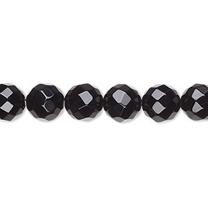 Bead, black onyx (dyed), 8mm faceted round, A- grade, Mohs hardness 6-1/2 to 7. Sold per 15-1/2&quot; to 16&quot; strand.
