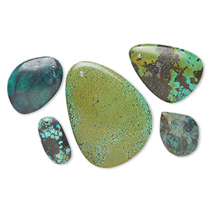 Focal mix, turquoise (dyed / stabilized), blue, 23x15mm to 3-1/4x2-3/4 inch top-drilled freeform, C grade. Sold per pkg of 5.