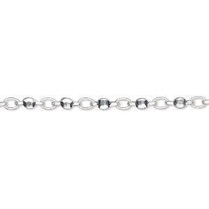 Chain, silver-plated brass, 2.5mm round link. Sold per pkg of 5 feet.