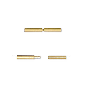 Clasp, twist-in, gold-plated brass, 18x1.8mm tube with glue-in ends, 1mm inside diameter. Sold per pkg of 6.