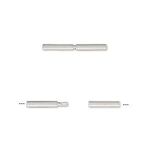 Clasp, twist-in, silver-plated brass, 18x1.8mm tube with glue-in ends, 1mm inside diameter. Sold per pkg of 6.