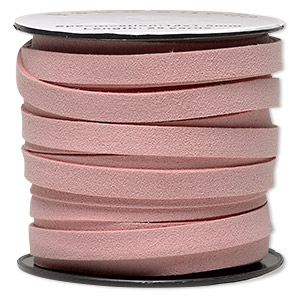 Cord, faux suede, pink, 10mm flat. Sold per pkg of 3 yards.
