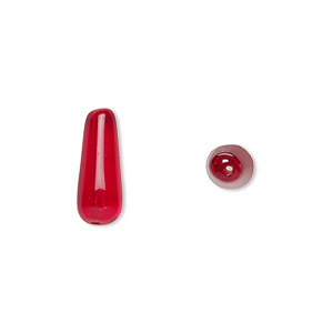 Bead, Czech pressed glass, ruby red, 16x6mm teardrop. Sold per 15-1/2&quot; to 16&quot; strand, approximately 25 beads.