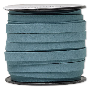 Cord, faux suede, turquoise blue, 10mm flat. Sold per pkg of 3 yards.