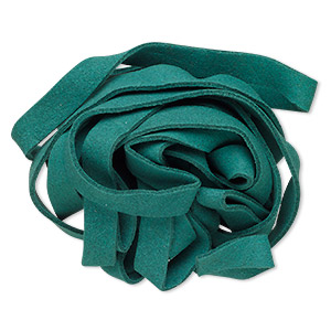 Cord, faux suede, green, 10mm flat. Sold per pkg of 3 yards.