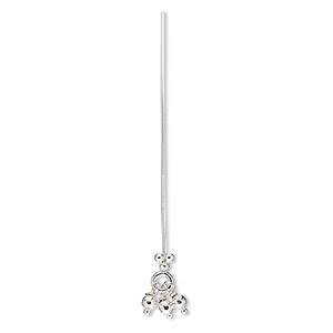Head pin, sterling silver, 1-1/2 inches with 3-ball dangle, 23 gauge. Sold per pkg of 2.