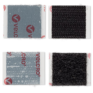 Hook and loop fastener, VELCRO® with adhesive, nylon, black, 1x1-inch  square. Sold per pkg of 6 pairs. - Fire Mountain Gems and Beads