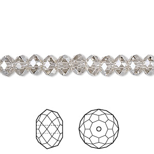 Bead, Crystal Passions&reg;, crystal silver shade, 6x4mm faceted rondelle (5040). Sold per pkg of 12.