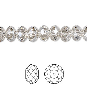 Bead, Crystal Passions&reg;, crystal silver shade, 8x6mm faceted rondelle (5040). Sold per pkg of 12.