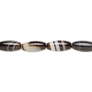 Bead, striped agate (natural), light, 12x5mm oval, B grade, Mohs hardness 6-1/2 to 7. Sold per 15-1/2&quot; to 16&quot; strand.