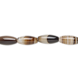 Bead, striped agate (natural), dark, 12x5mm oval, B grade, Mohs hardness 6-1/2 to 7. Sold per 15-1/2&quot; to 16&quot; strand.
