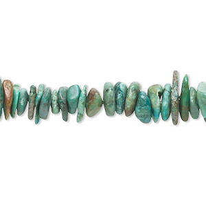 Bead, turquoise (dyed / stabilized), green, small chip, Mohs hardness 5 to 6. Sold per 15-1/2&quot; to 16&quot; strand.