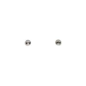 Bead end, stainless steel, 3mm half-drilled round. Sold per pkg of 10.
