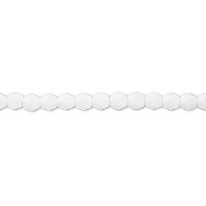Bead, Czech fire-polished glass, opaque white, 4mm faceted round. Sold per 15-1/2&quot; to 16&quot; strand, approximately 100 beads.