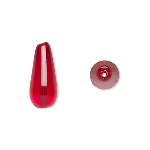 Bead, Czech pressed glass, ruby red, 20x9.5mm teardrop. Sold per 15-1/2&quot; to 16&quot; strand, approximately 20 beads.