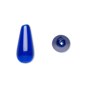 Bead, Czech pressed glass, cobalt, 20x9.5mm teardrop. Sold per 15-1/2&quot; to 16&quot; strand, approximately 20 beads.