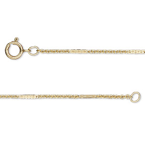 14K Gold 1.2mm Bar and Ball Bead Chain, 20