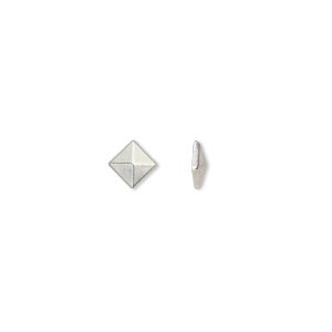 Rhinestud, silver-plated brass hot-fix, 5mm pyramid. Sold per pkg of 50.