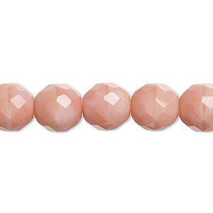 Bead, Czech fire-polished glass, opaque pink, 10mm round. Sold per 15-1/2&quot; to 16&quot; strand, approximately 40 beads.