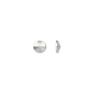 Rhinestud, silver-plated brass hot-fix, 6mm faceted flat round. Sold per pkg of 50.
