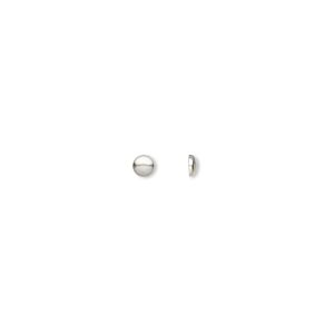 Rhinestud, silver-plated brass hot-fix, 3mm domed round. Sold per pkg of 100.