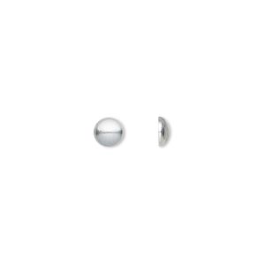 Rhinestud, silver-plated brass hot-fix, 5mm domed round. Sold per pkg of 50.